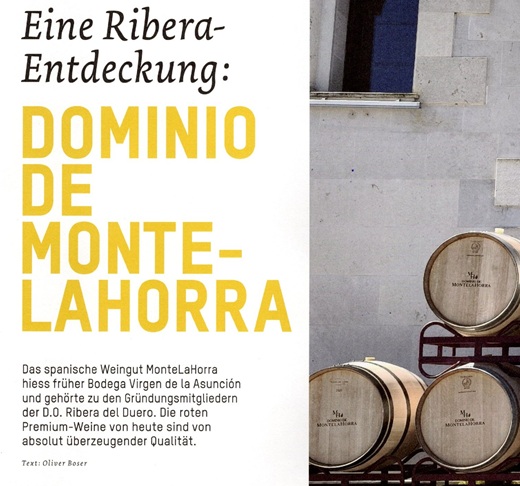 Dominio de MonteLaHorra, Ribera del Duero DO, Schweizerische Weinzeitung