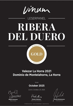 Dominio de MonteLaHorra, Ribera del Duero DO, Vinum Gold